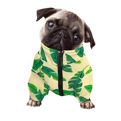Tropical Banana Palm Leaf Pattern Print Dog Zip Up Jacket