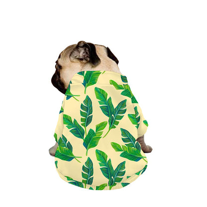 Tropical Banana Palm Leaf Pattern Print Dog Zip Up Jacket