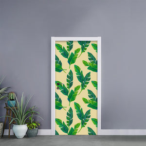 Tropical Banana Palm Leaf Pattern Print Door Sticker
