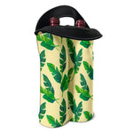 Tropical Banana Palm Leaf Pattern Print Double Neoprene Wine Tote