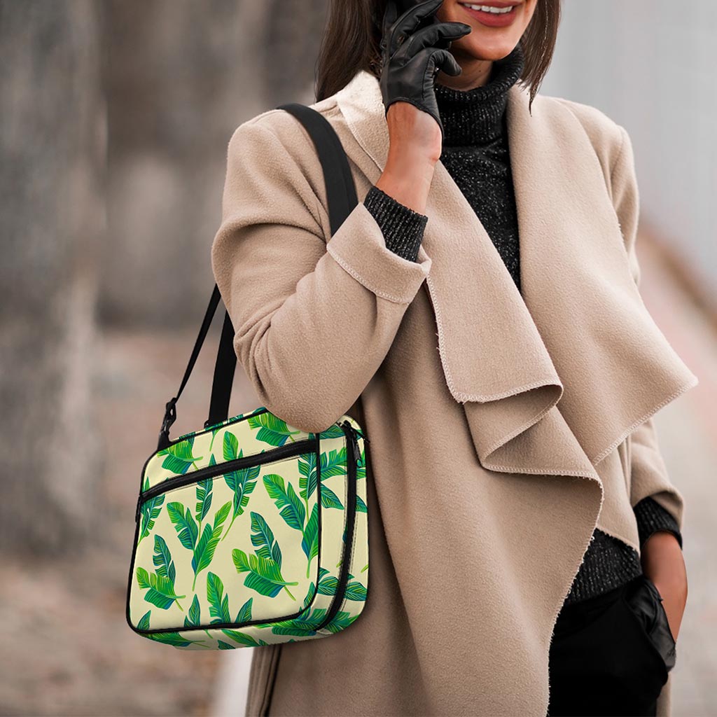 Tropical Banana Palm Leaf Pattern Print Double Strap Bible Bag