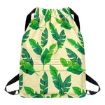 Tropical Banana Palm Leaf Pattern Print Drawstring Backpack