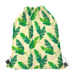 Tropical Banana Palm Leaf Pattern Print Drawstring Bag