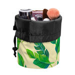 Tropical Banana Palm Leaf Pattern Print Drawstring Makeup Bag