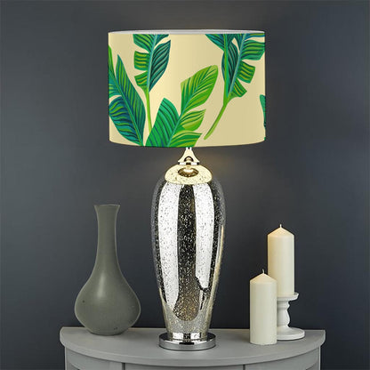 Tropical Banana Palm Leaf Pattern Print Drum Lamp Shade