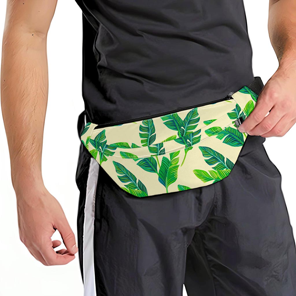 Tropical Banana Palm Leaf Pattern Print Fanny Pack