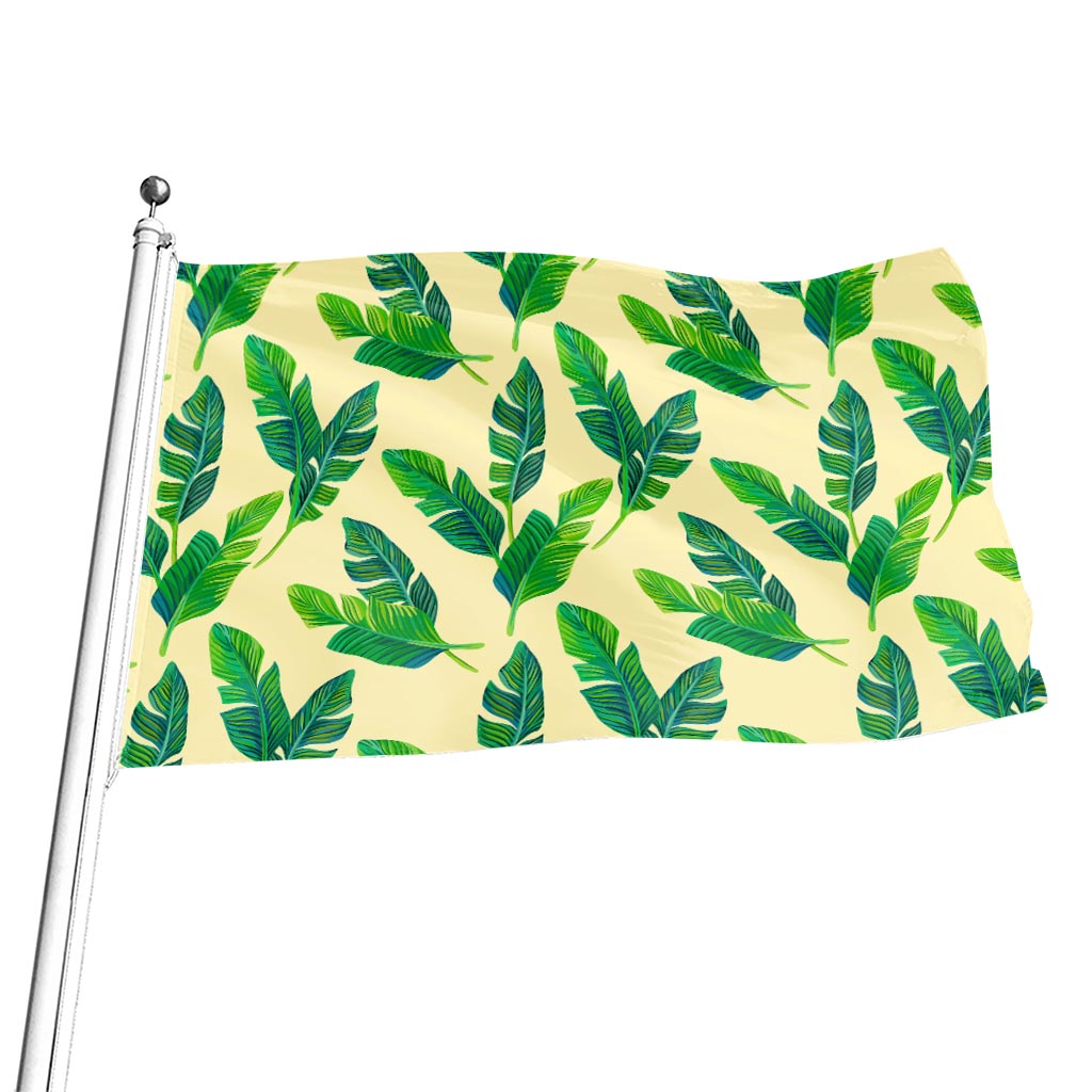 Tropical Banana Palm Leaf Pattern Print Flag