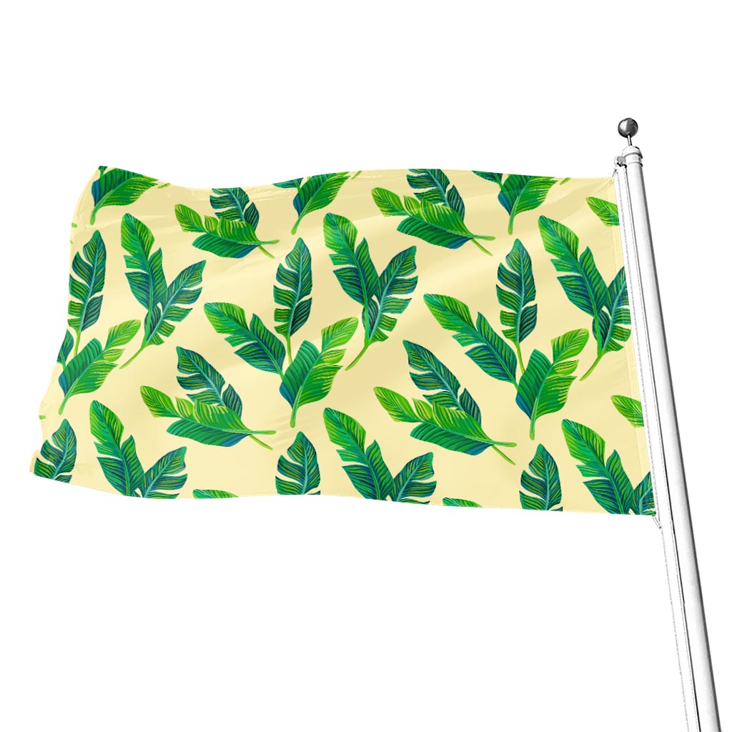 Tropical Banana Palm Leaf Pattern Print Flag