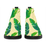 Tropical Banana Palm Leaf Pattern Print Flat Ankle Boots