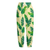 Tropical Banana Palm Leaf Pattern Print Fleece Lined Knit Pants