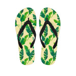 Tropical Banana Palm Leaf Pattern Print Flip Flops