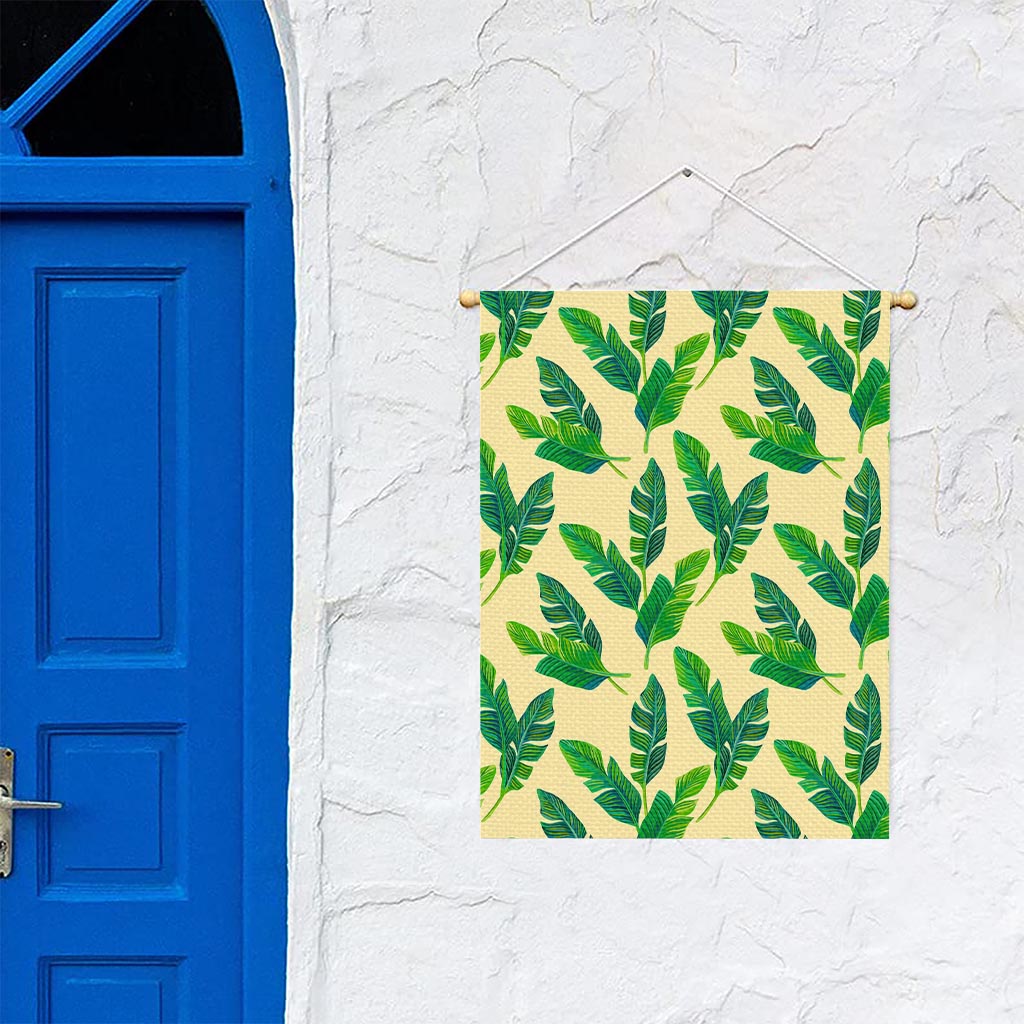 Tropical Banana Palm Leaf Pattern Print Garden Flag