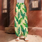 Tropical Banana Palm Leaf Pattern Print Harem Pants