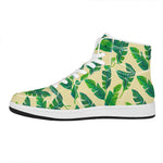 Tropical Banana Palm Leaf Pattern Print High Top Leather Sneakers