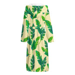Tropical Banana Palm Leaf Pattern Print Hooded Bathrobe