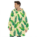 Tropical Banana Palm Leaf Pattern Print Hoodie Blanket