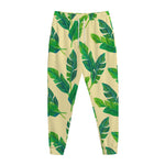 Tropical Banana Palm Leaf Pattern Print Jogger Pants