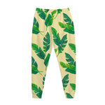 Tropical Banana Palm Leaf Pattern Print Jogger Pants