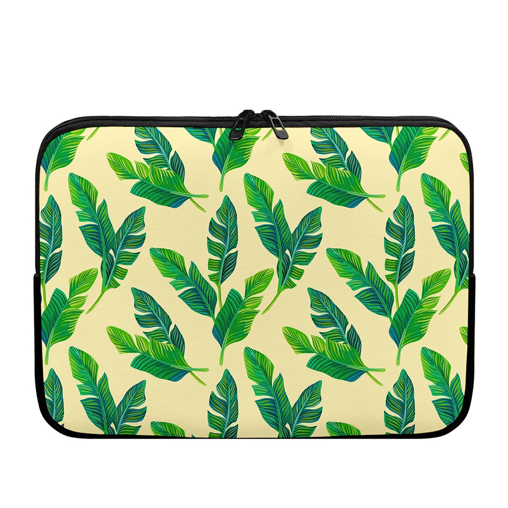 Tropical Banana Palm Leaf Pattern Print Laptop Sleeve
