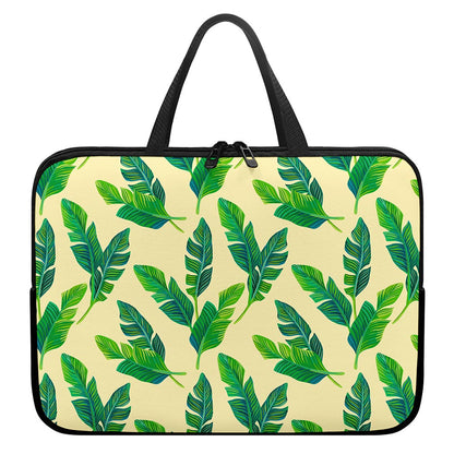 Tropical Banana Palm Leaf Pattern Print Laptop Sleeve With Handle
