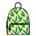 Tropical Banana Palm Leaf Pattern Print Leather Backpack