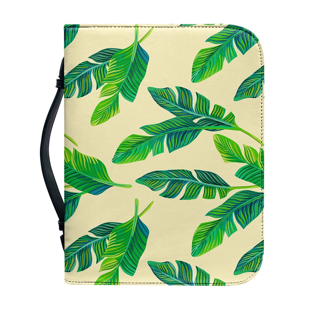 Tropical Banana Palm Leaf Pattern Print Leather Bible Cover