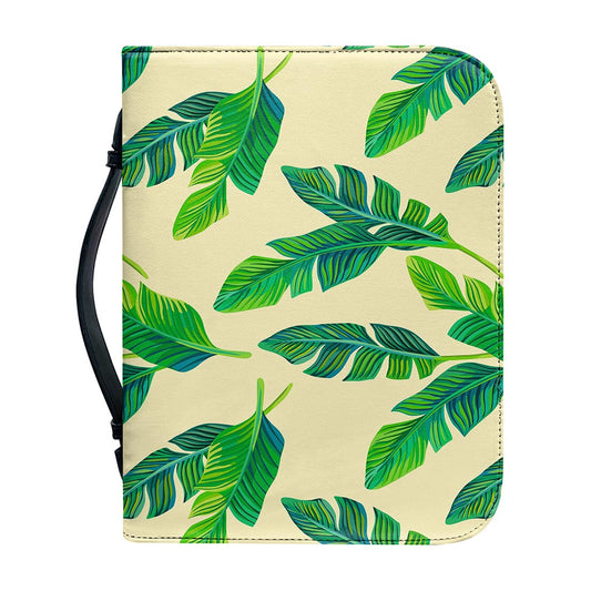 Tropical Banana Palm Leaf Pattern Print Leather Bible Cover