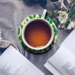 Tropical Banana Palm Leaf Pattern Print Leather Coaster Set