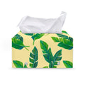 Tropical Banana Palm Leaf Pattern Print Leather Tissue Box Cover