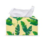 Tropical Banana Palm Leaf Pattern Print Leather Tissue Box Cover