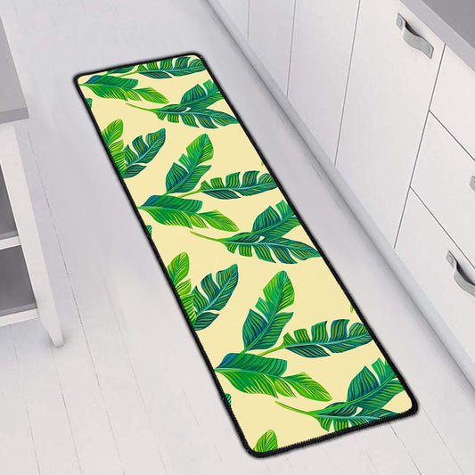 Tropical Banana Palm Leaf Pattern Print Long Kitchen Mat