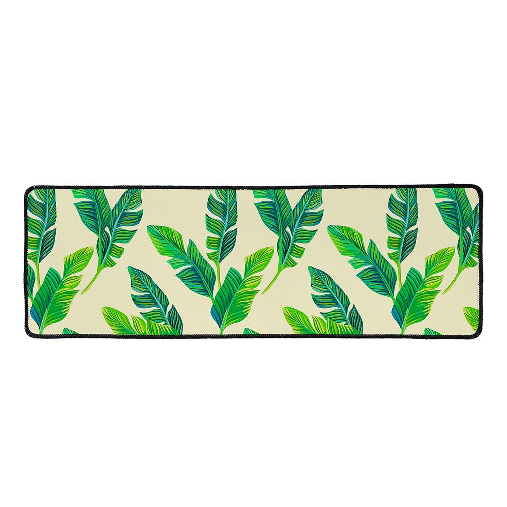Tropical Banana Palm Leaf Pattern Print Long Kitchen Mat