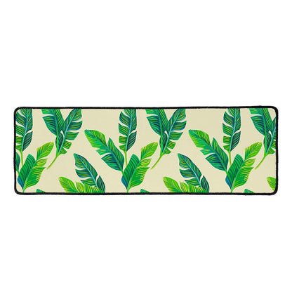 Tropical Banana Palm Leaf Pattern Print Long Kitchen Mat