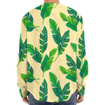 Tropical Banana Palm Leaf Pattern Print Long Sleeve Baseball Jersey