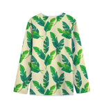 Tropical Banana Palm Leaf Pattern Print Long Sleeve Short Coat