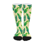 Tropical Banana Palm Leaf Pattern Print Long Socks