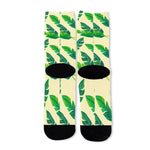 Tropical Banana Palm Leaf Pattern Print Long Socks
