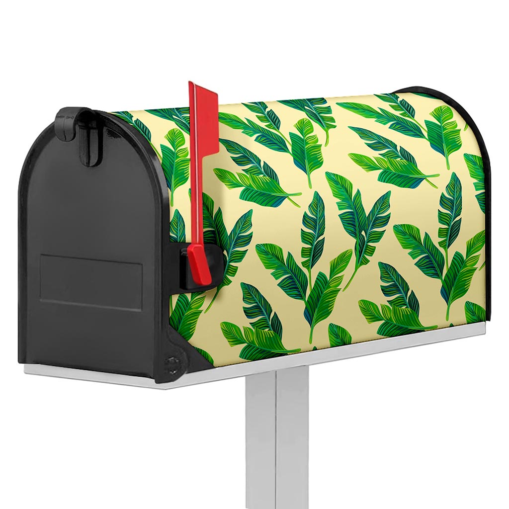 Tropical Banana Palm Leaf Pattern Print Mailbox Cover