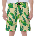 Tropical Banana Palm Leaf Pattern Print Men's Beach Shorts