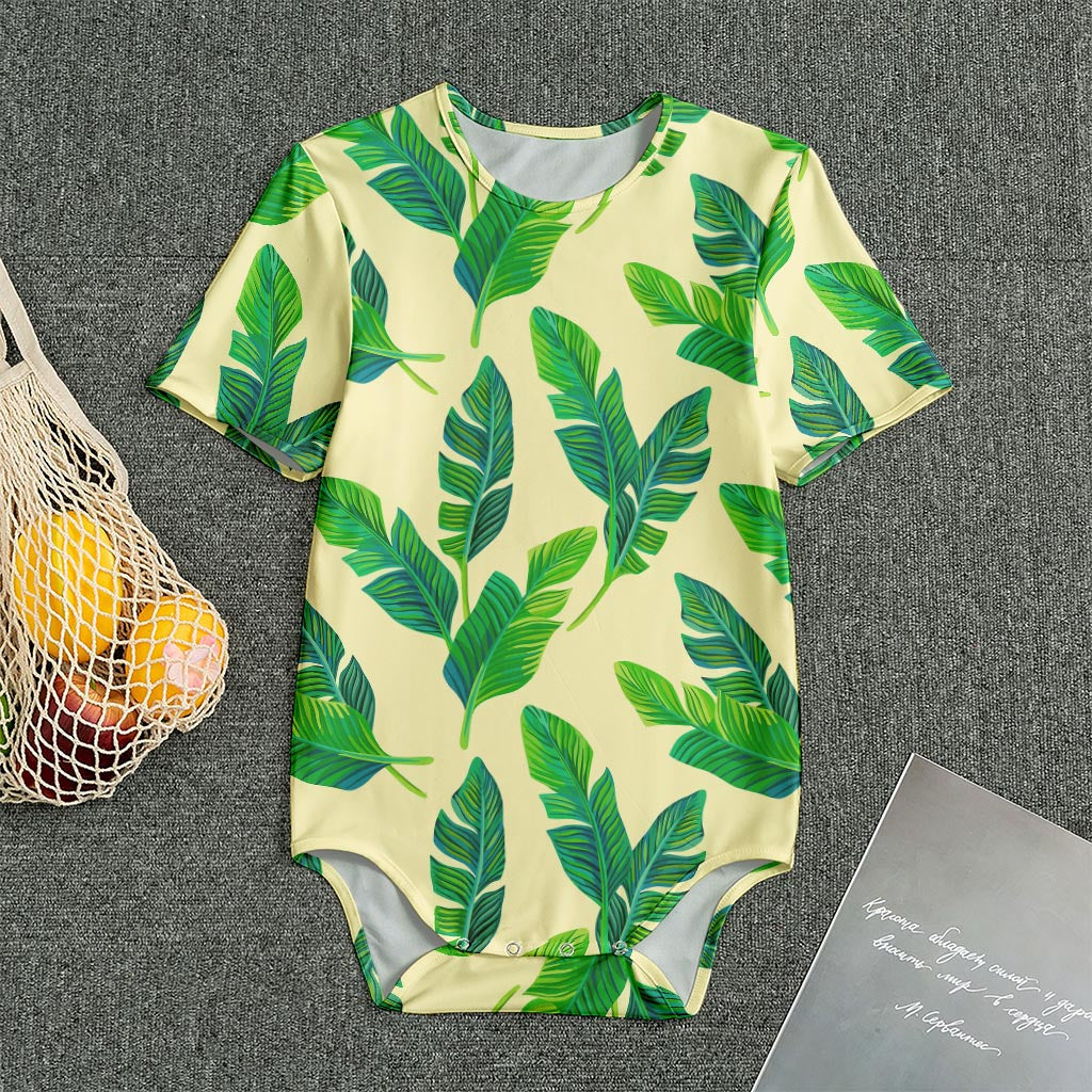 Tropical Banana Palm Leaf Pattern Print Men's Bodysuit