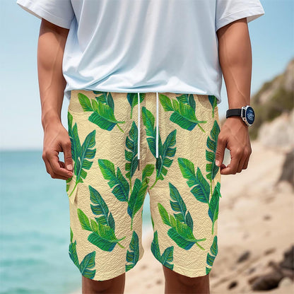 Tropical Banana Palm Leaf Pattern Print Men's Cargo Shorts