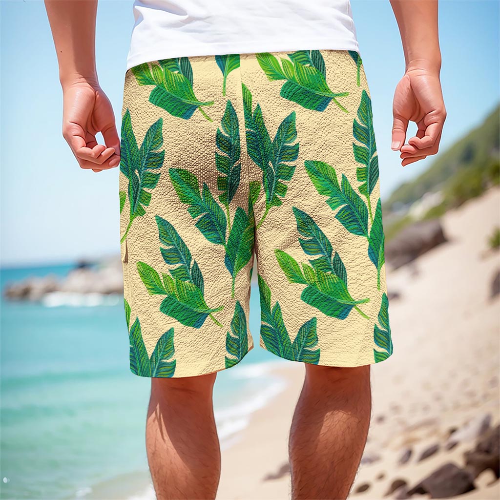 Tropical Banana Palm Leaf Pattern Print Men's Cargo Shorts
