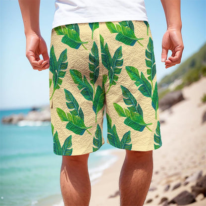 Tropical Banana Palm Leaf Pattern Print Men's Cargo Shorts