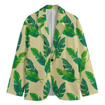 Tropical Banana Palm Leaf Pattern Print Men's Cotton Blazer
