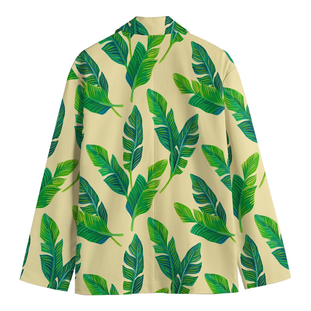 Tropical Banana Palm Leaf Pattern Print Men's Cotton Blazer