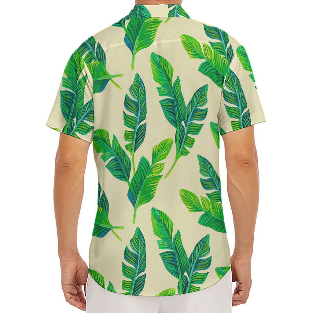 Tropical Banana Palm Leaf Pattern Print Men's Deep V-Neck Shirt