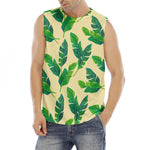 Tropical Banana Palm Leaf Pattern Print Men's Fitness Tank Top