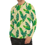 Tropical Banana Palm Leaf Pattern Print Men's Long Sleeve Rash Guard