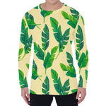 Tropical Banana Palm Leaf Pattern Print Men's Long Sleeve T-Shirt