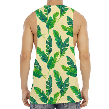 Tropical Banana Palm Leaf Pattern Print Men's Muscle Tank Top